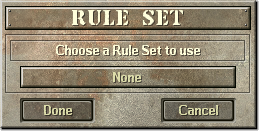 The dialog window for choosing the rule set of the current mission.